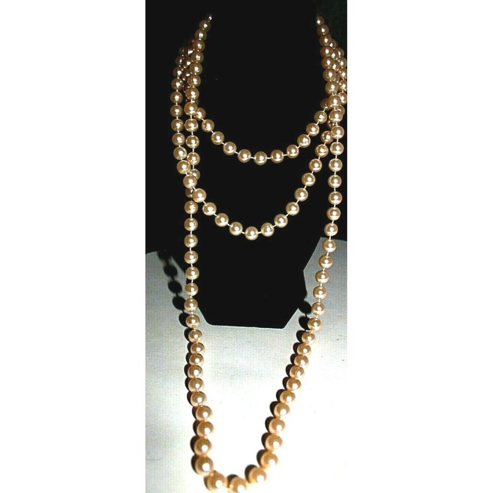 Vintage Pearl Necklace Hand Knotted Rope 36" Total Length Single Strand Evening